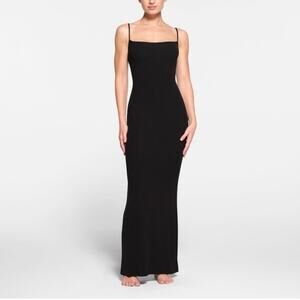 Skims Soft Lounge LONG SLIP DRESS Onyx